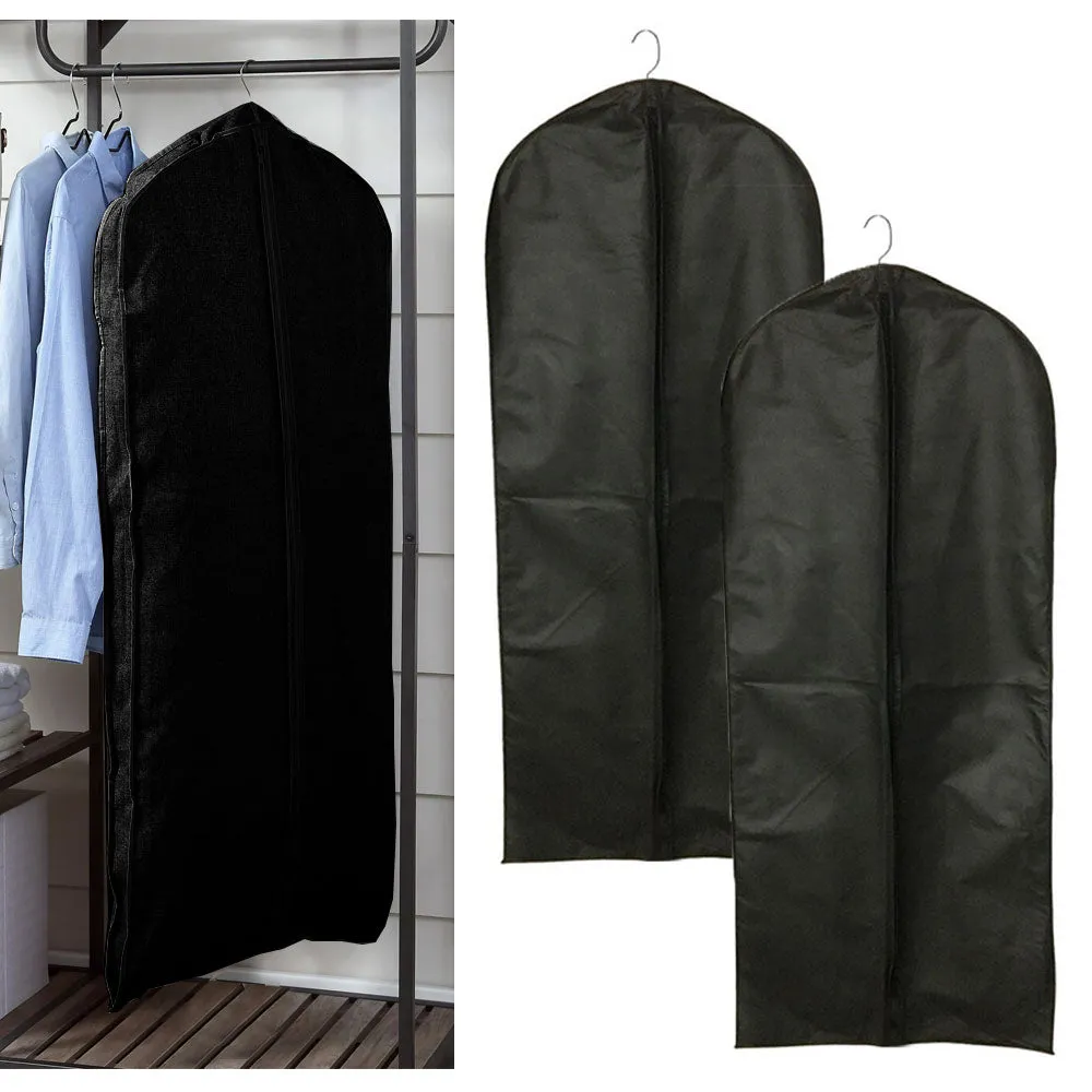2 Pc Zippered Garment Bag 50"L Storage Travel Hang Suit Holder Dress Protection