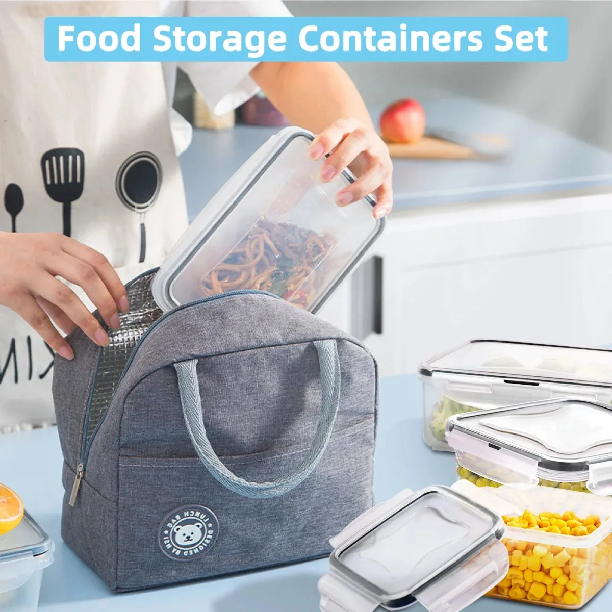 24 Pcs Food Storage Containers with Lids Airtight- Stackable Kitchen Bowls Set Meal Prep Containers-BPA Free Leak Proof Plastic Lunch Boxes- Freezer Microwave safe (12 Lids   12 Containers)