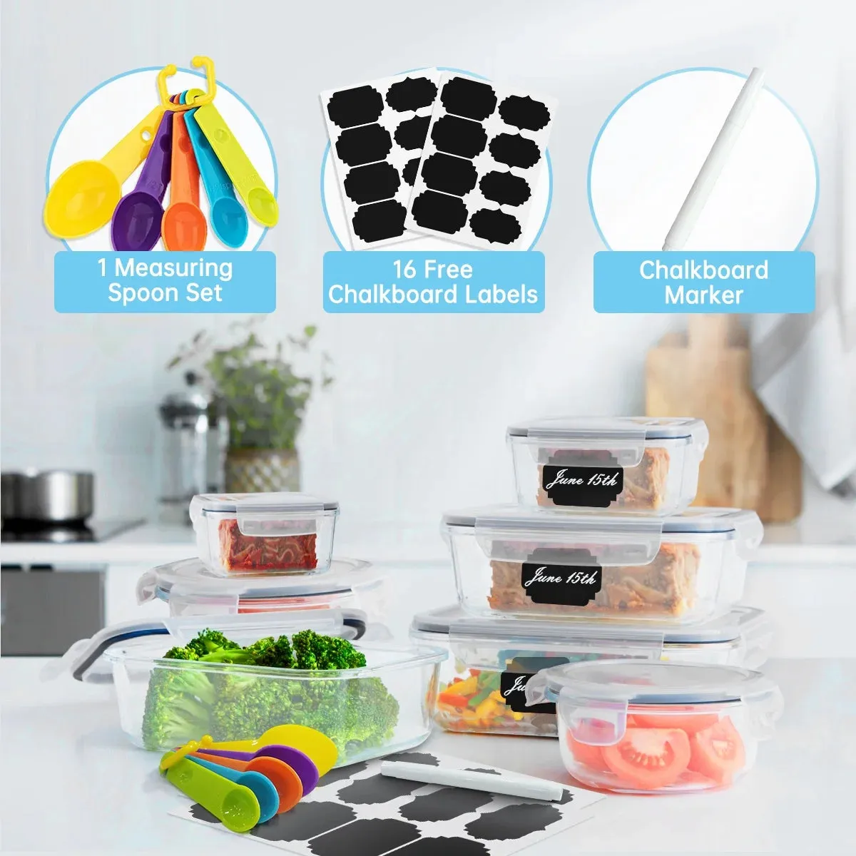 24 Pcs Food Storage Containers with Lids Airtight- Stackable Kitchen Bowls Set Meal Prep Containers-BPA Free Leak Proof Plastic Lunch Boxes- Freezer Microwave safe (12 Lids   12 Containers)