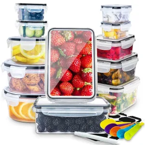 24 Pcs Food Storage Containers with Lids Airtight- Stackable Kitchen Bowls Set Meal Prep Containers-BPA Free Leak Proof Plastic Lunch Boxes- Freezer Microwave safe (12 Lids   12 Containers)