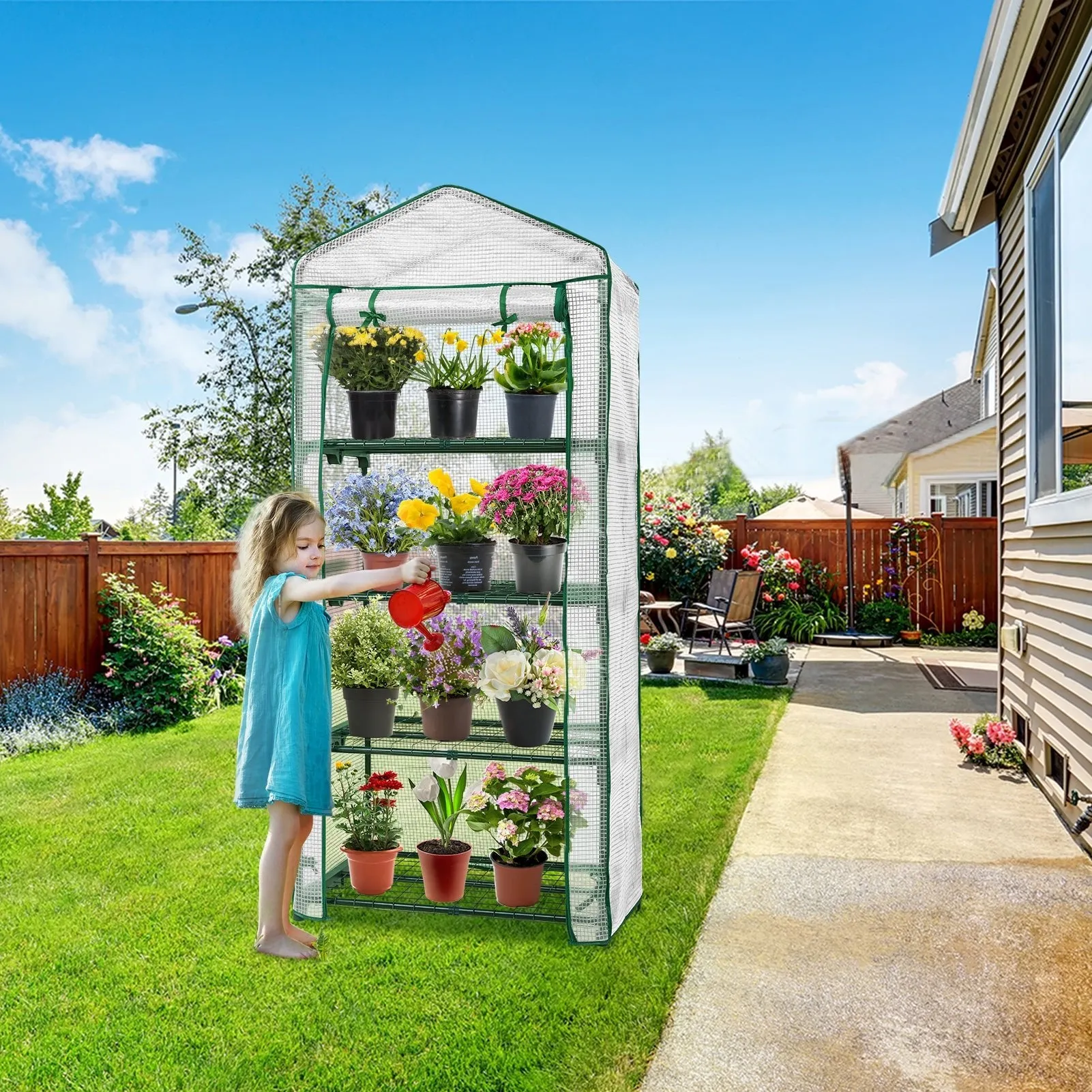 27.2"x19.3"x64.2" Mini Greenhouse with Wire Shelves