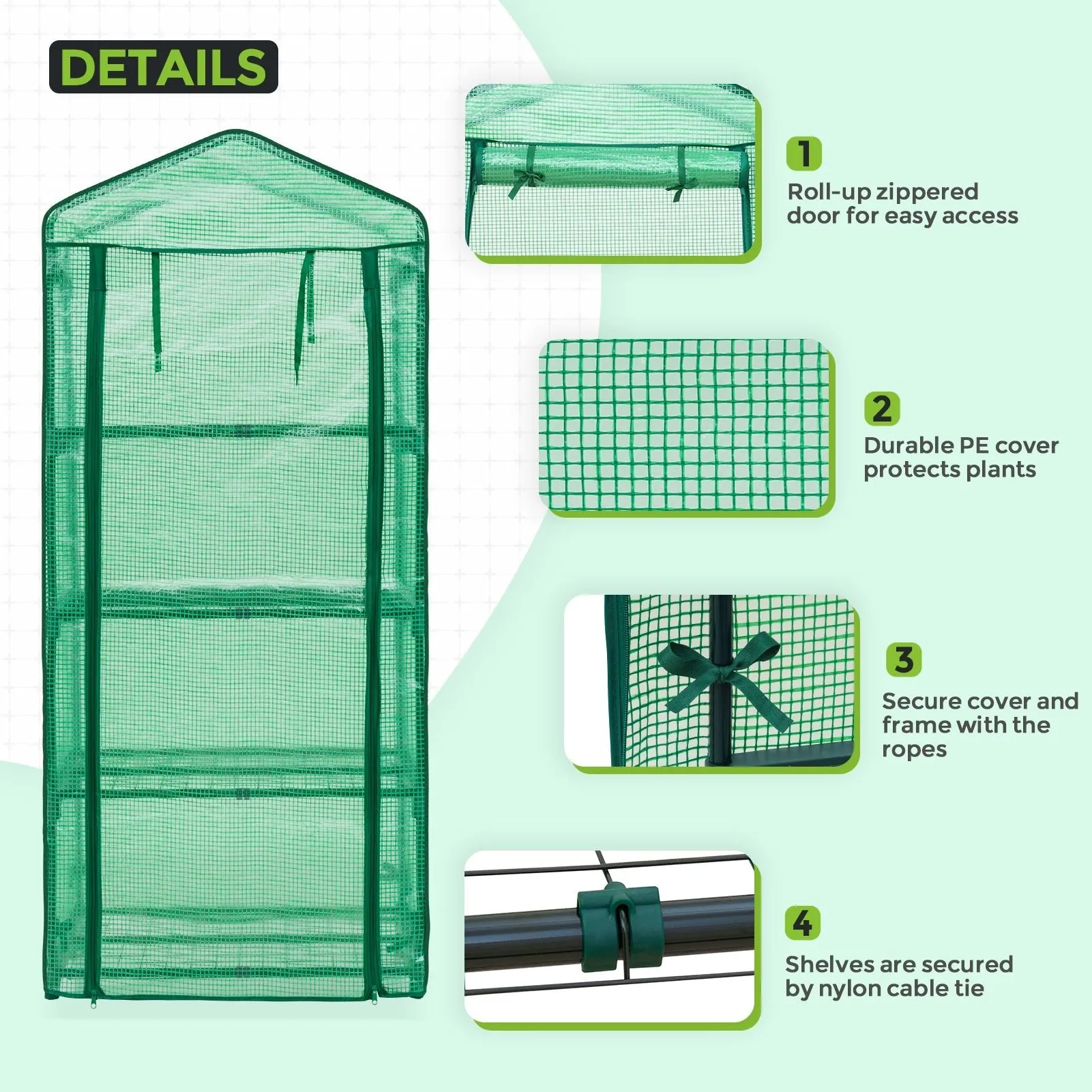 27.2"x19.3"x64.2" Mini Greenhouse with Wire Shelves