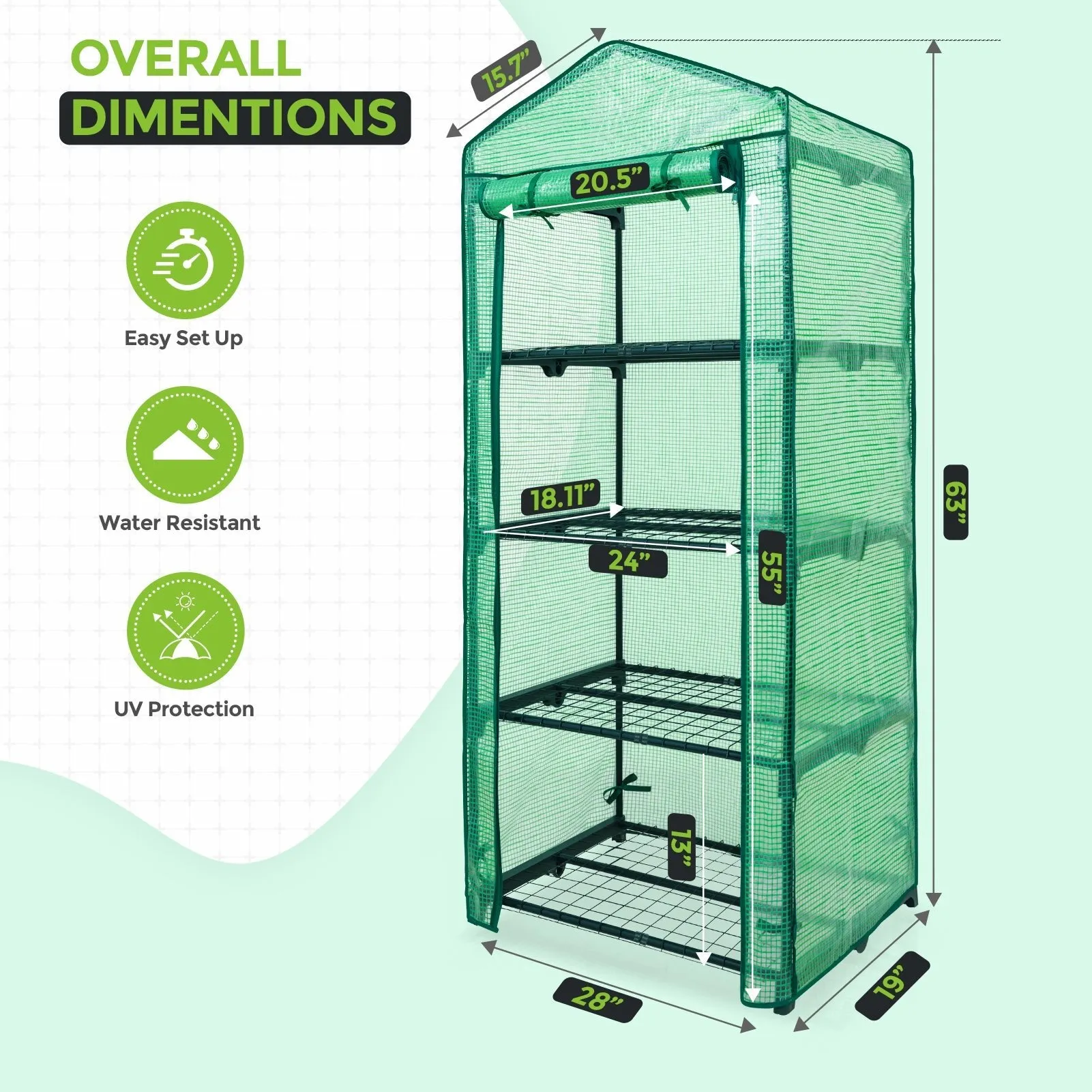 27.2"x19.3"x64.2" Mini Greenhouse with Wire Shelves