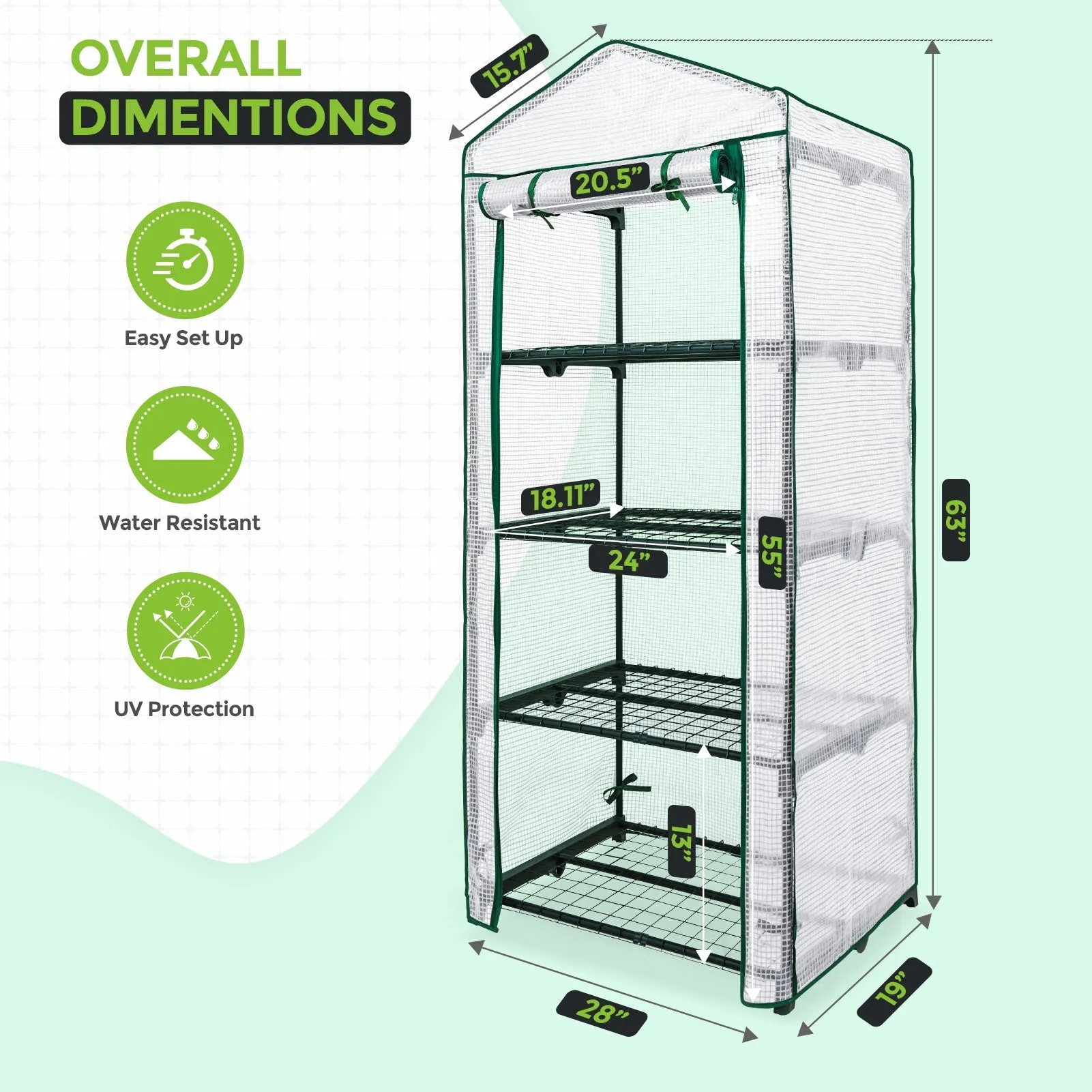 27.2"x19.3"x64.2" Mini Greenhouse with Wire Shelves