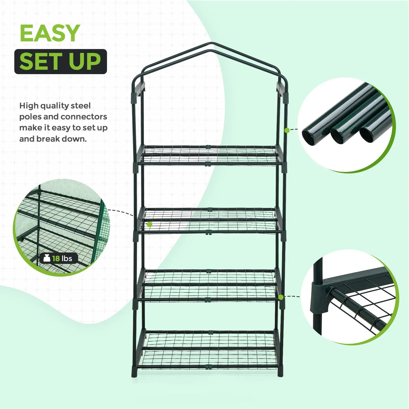 27.2"x19.3"x64.2" Mini Greenhouse with Wire Shelves