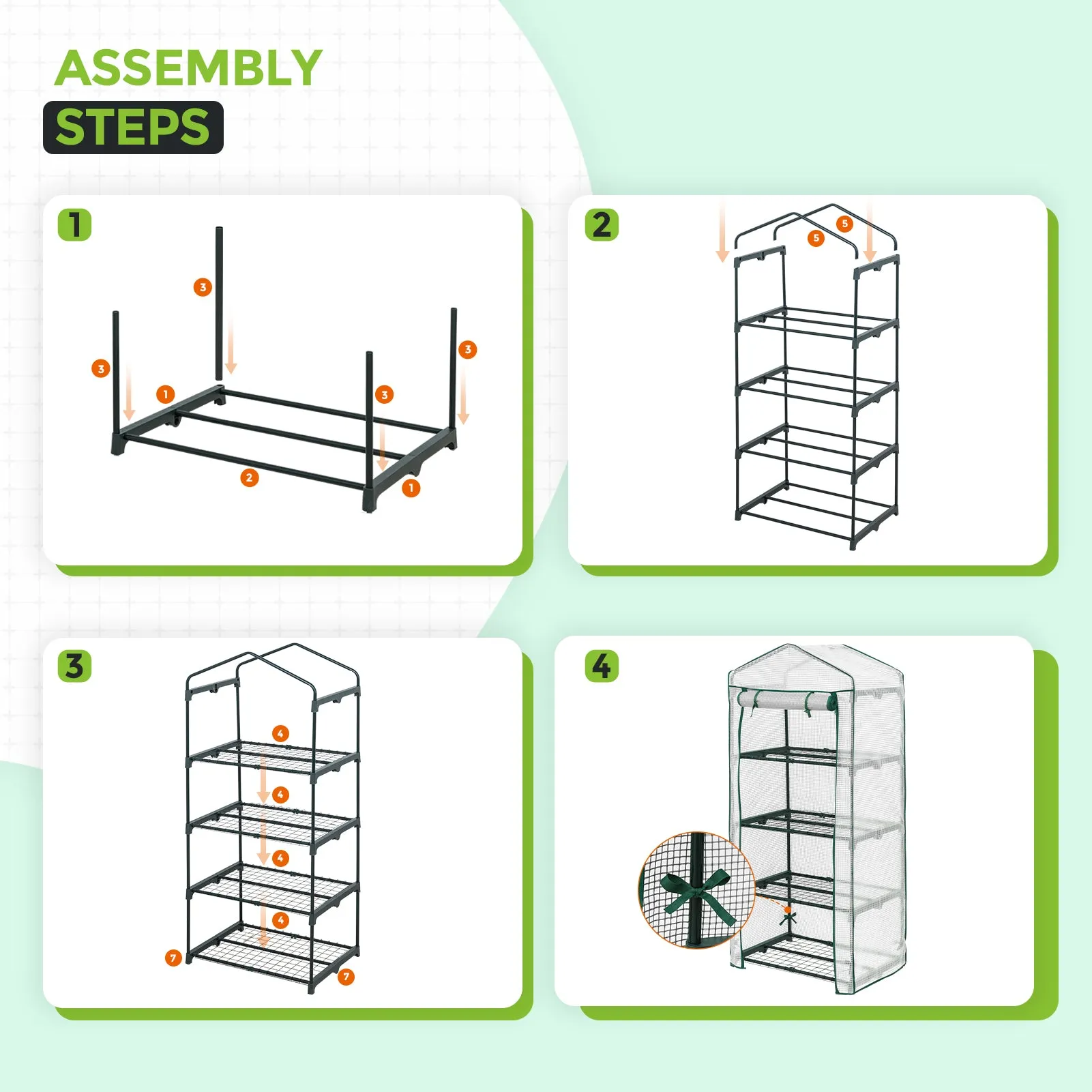 27.2"x19.3"x64.2" Mini Greenhouse with Wire Shelves