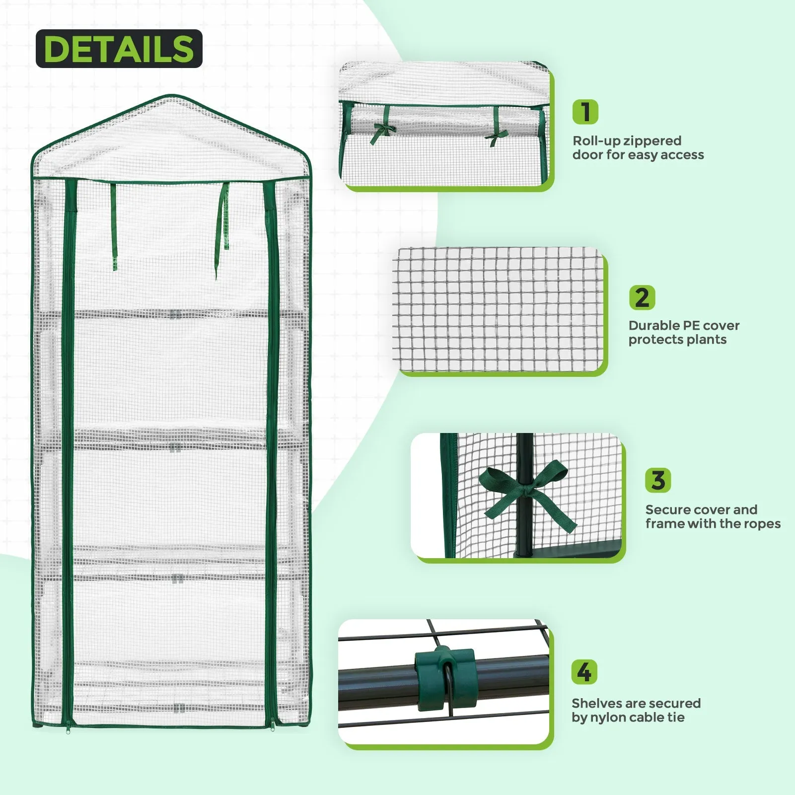 27.2"x19.3"x64.2" Mini Greenhouse with Wire Shelves