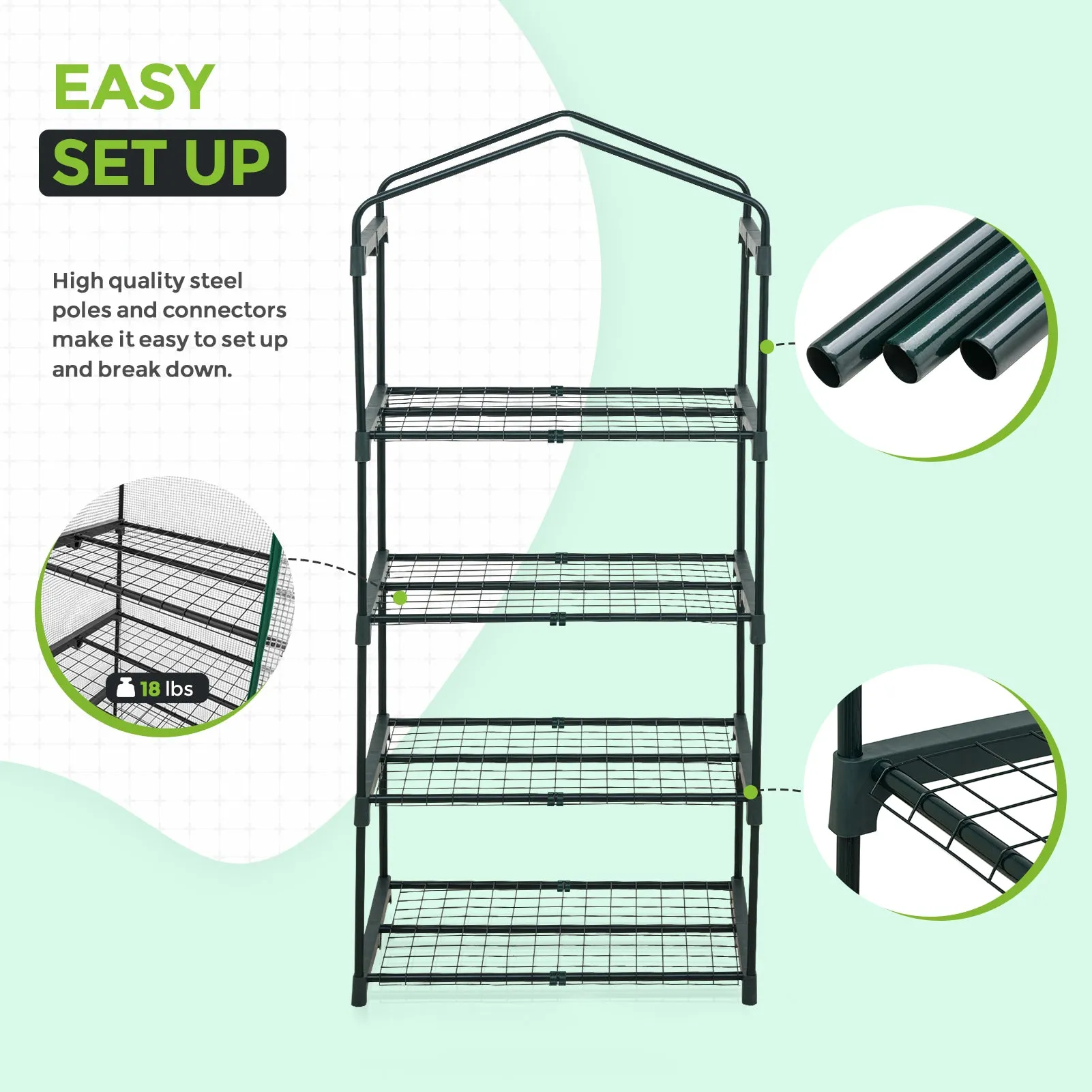 27.2"x19.3"x64.2" Mini Greenhouse with Wire Shelves