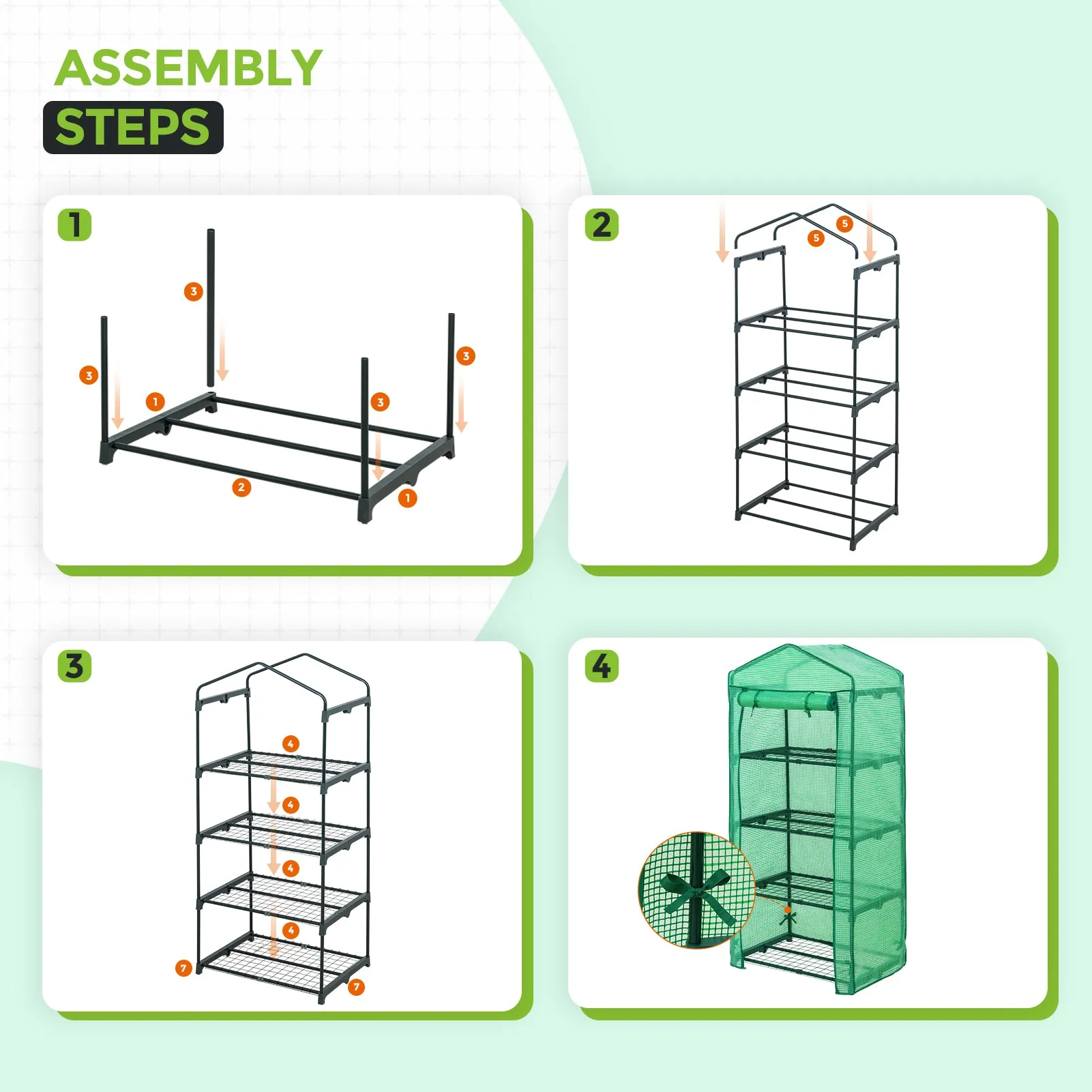 27.2"x19.3"x64.2" Mini Greenhouse with Wire Shelves