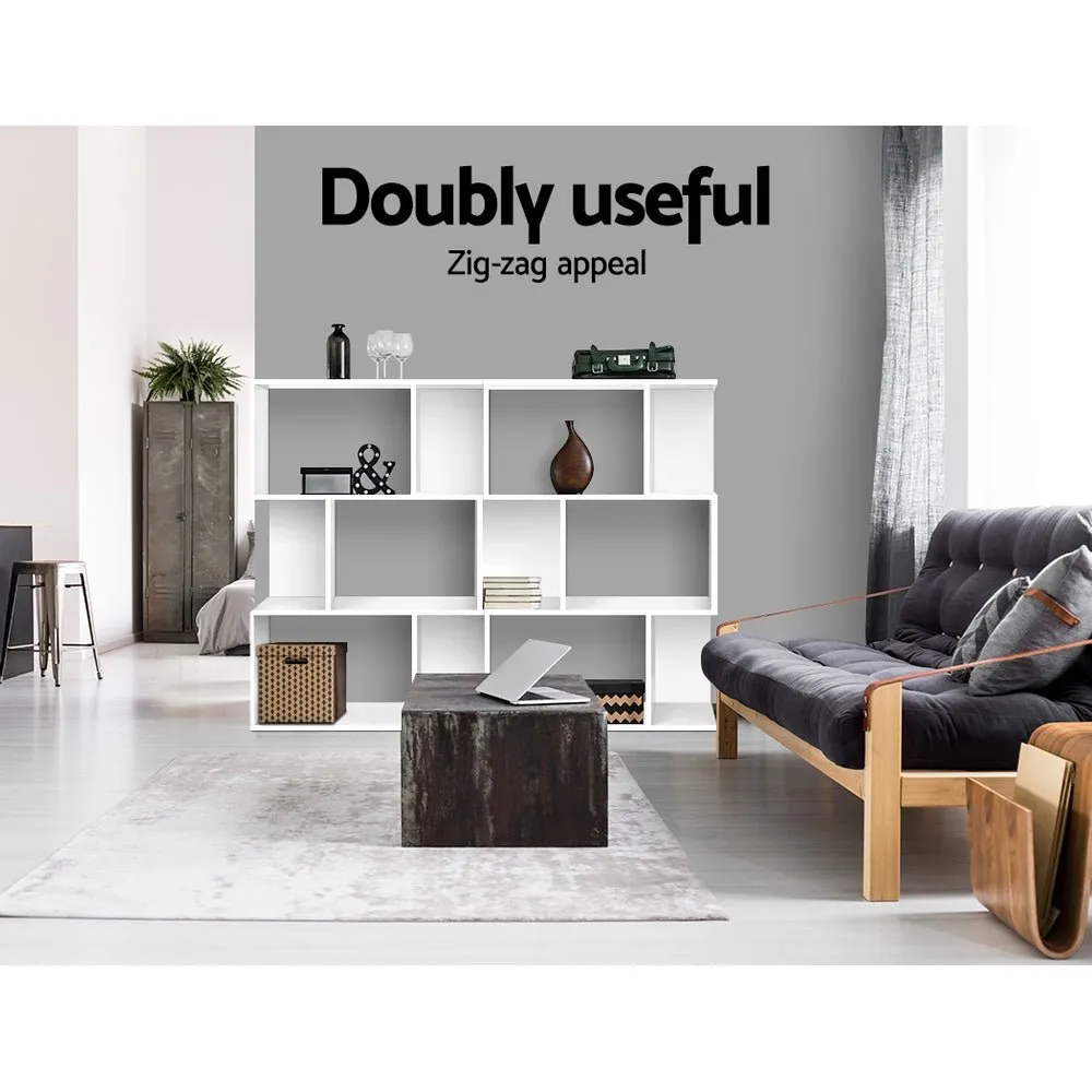 3 Tier White Zig Zag Bookshelf