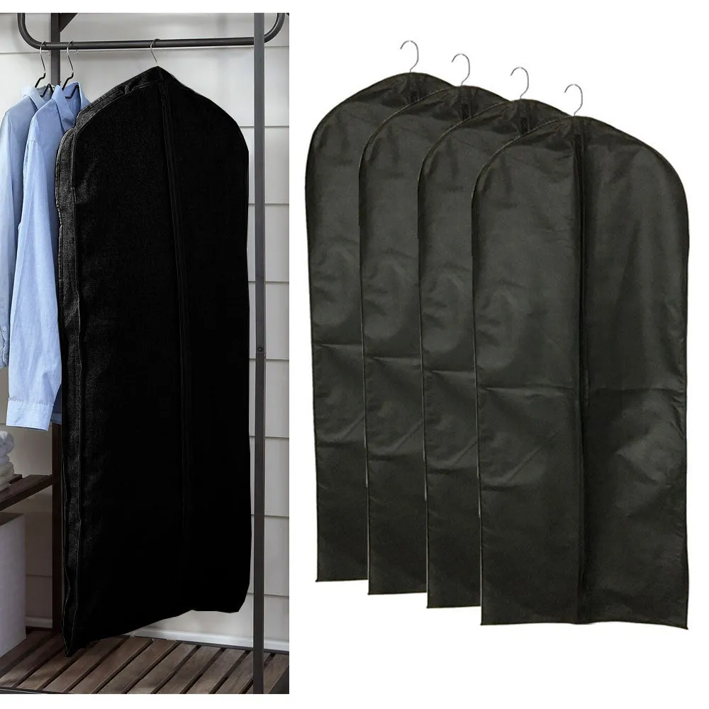 4 Pc Full Length Garment Bag 50"L Zippered Storage Travel Hang Suit Holder Dress