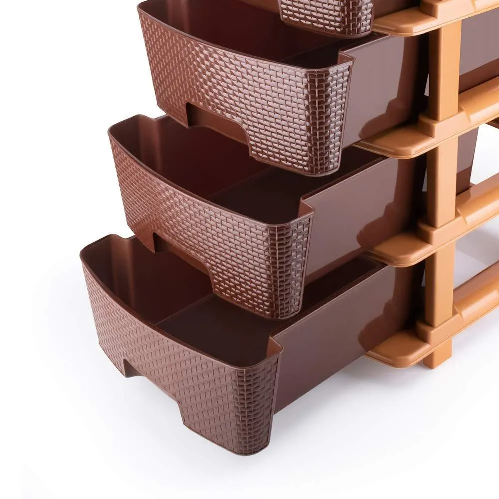 5tier Plastic Modular Drawer System For Multiple Use (Brown colour)