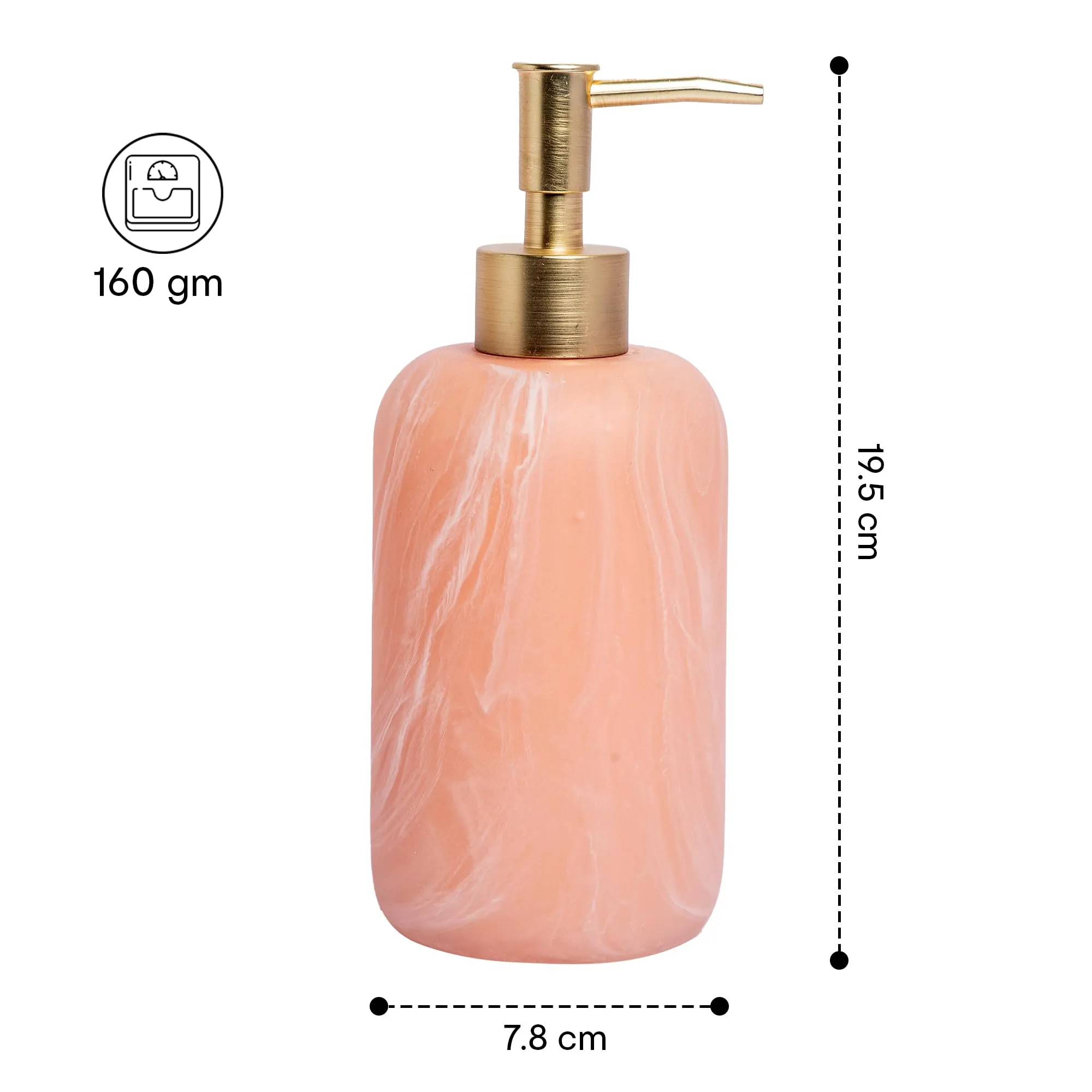 Anko Pink Resin Soap Dispenser- Set of 2 - Stylish Bathroom Accessory | Decor | Pink, 19.5cm (H) x 7.8cm (Dia.)