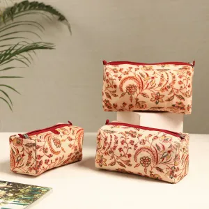Beige - Handmade Cotton Toiletry Bags (Set of 3) 14