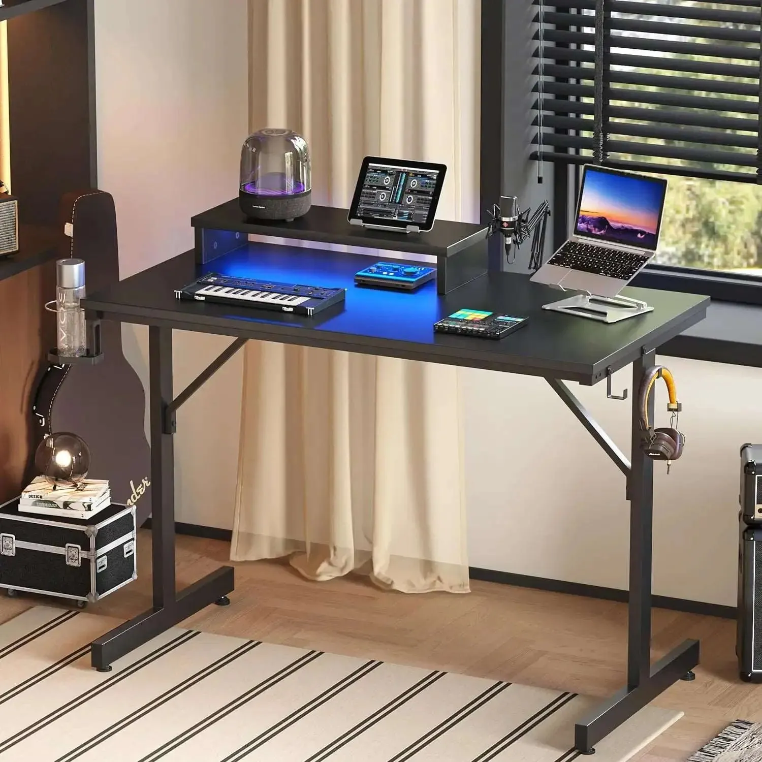 Bestier 42 inch Small Gaming Desk with Monitor Stand
