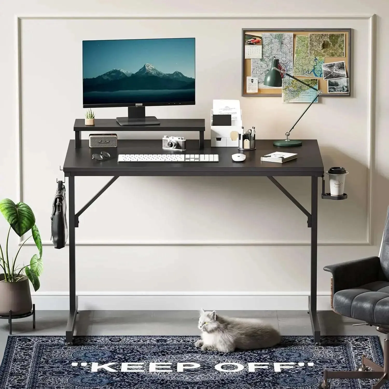 Bestier 42 inch Small Gaming Desk with Monitor Stand