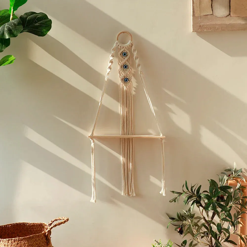 Bohemian Macrame Wall Shelf for Home Decor