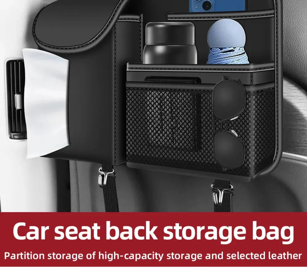Car Backseat Storage Bag Multi-Pocket Seat Organizer For Tissue Water Cup And More