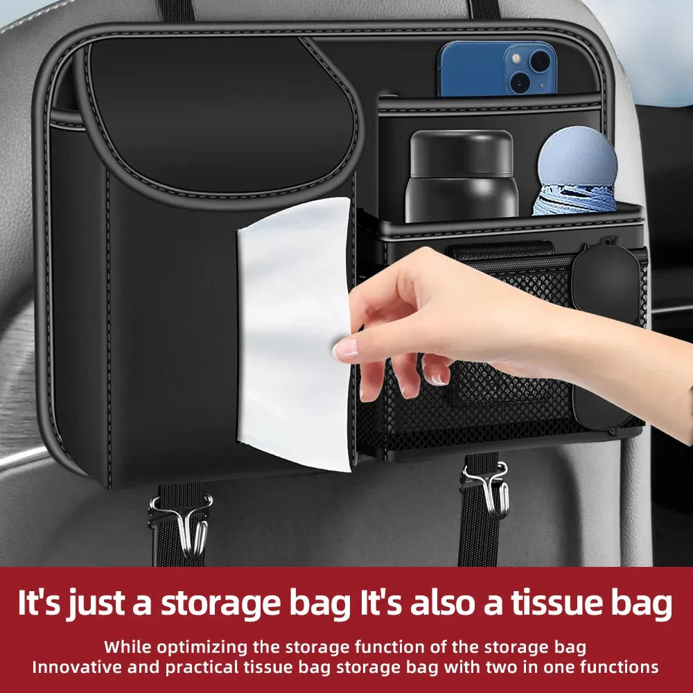 Car Backseat Storage Bag Multi-Pocket Seat Organizer For Tissue Water Cup And More