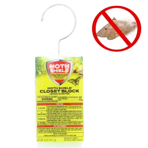 Closet Freshener Lemon Scented Block Kills Clothes Moths & Carpet Beetles 5oz
