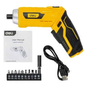 Deli 3.6v Electric Screwdriver Rechargeable Assembly & Repair Tool with Led Work Light
