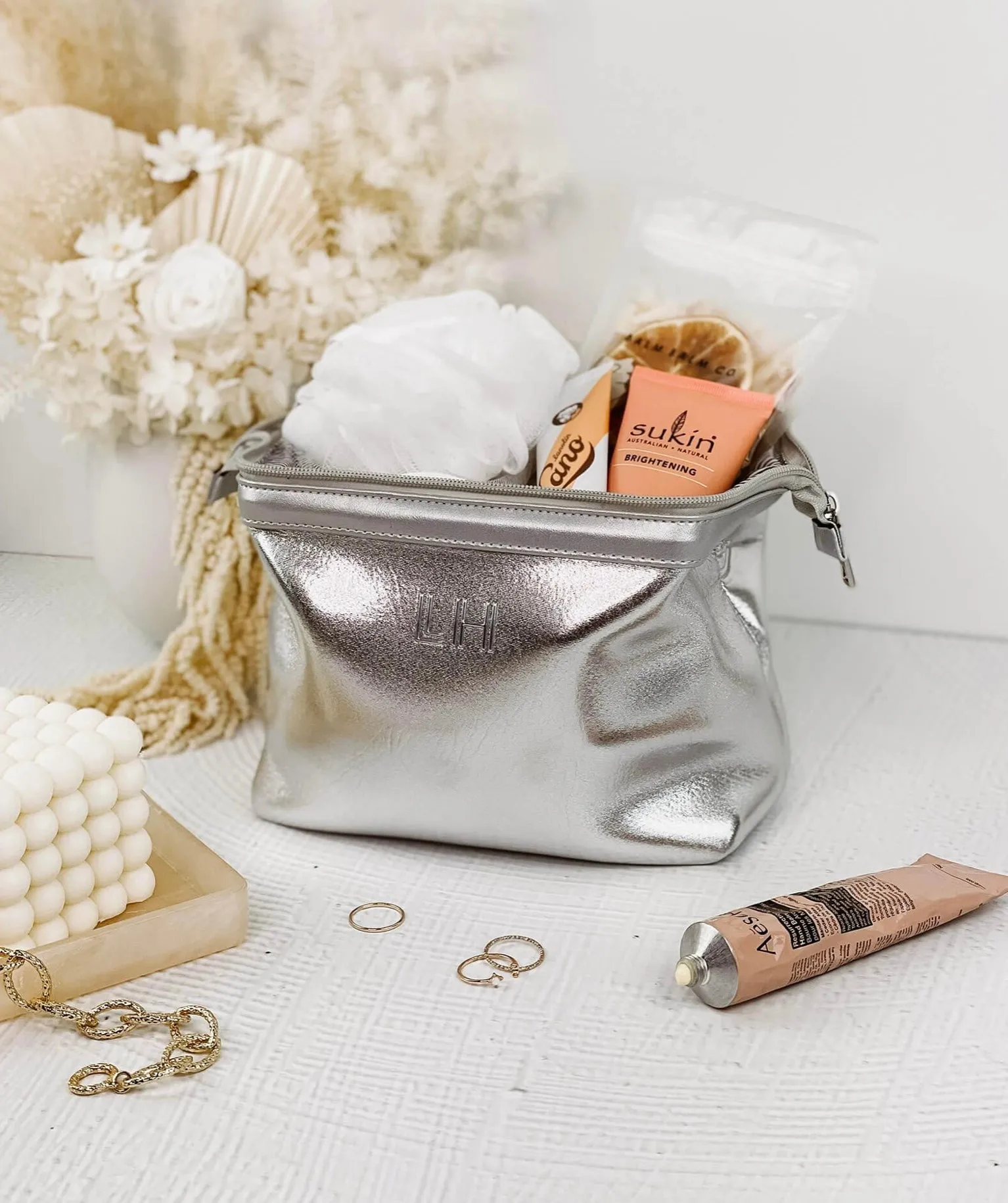 Eliza Neoprene Makeup Bag - Metallic