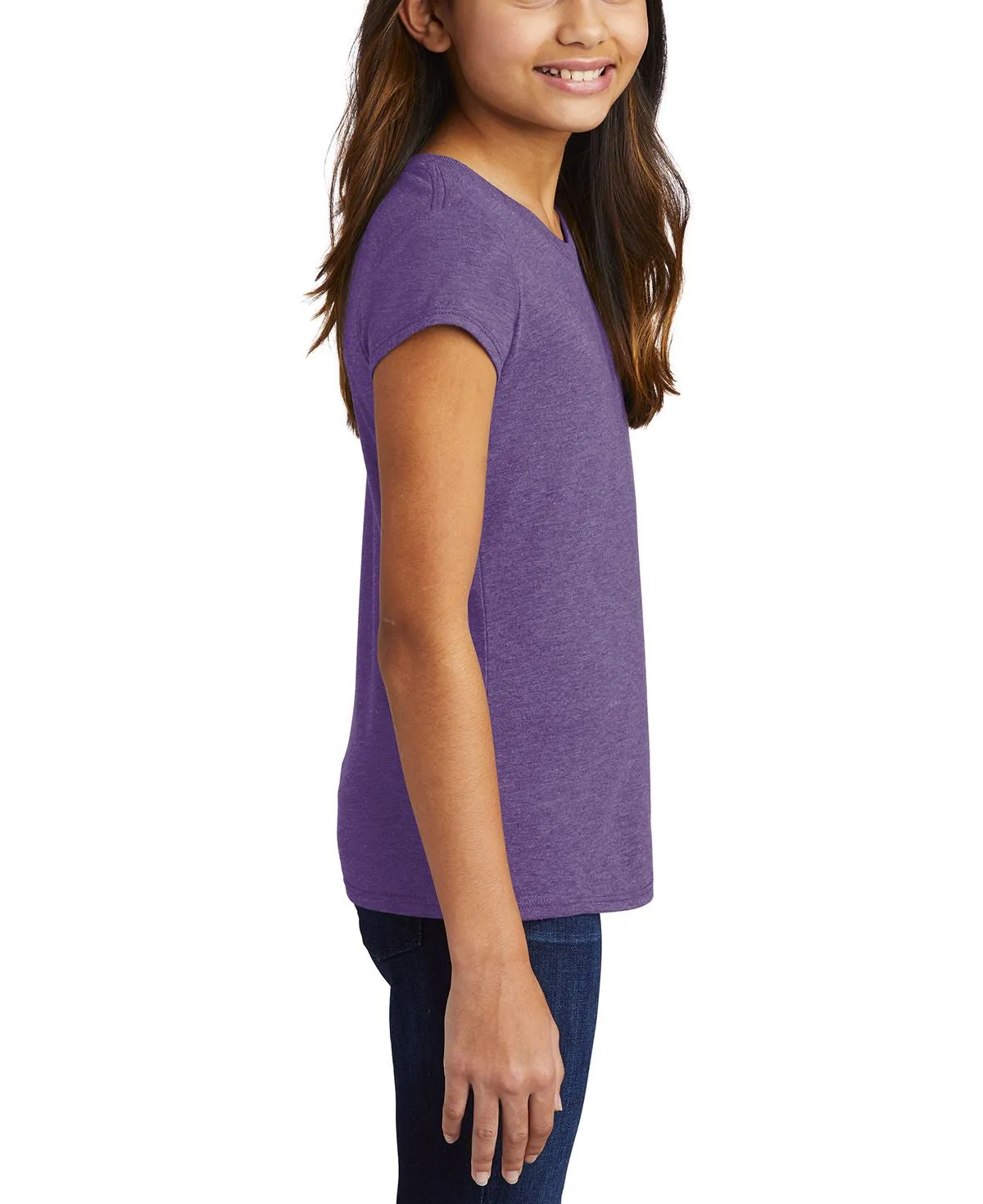Girl's Tri-Blend Crew Neck Short Sleeve Tee