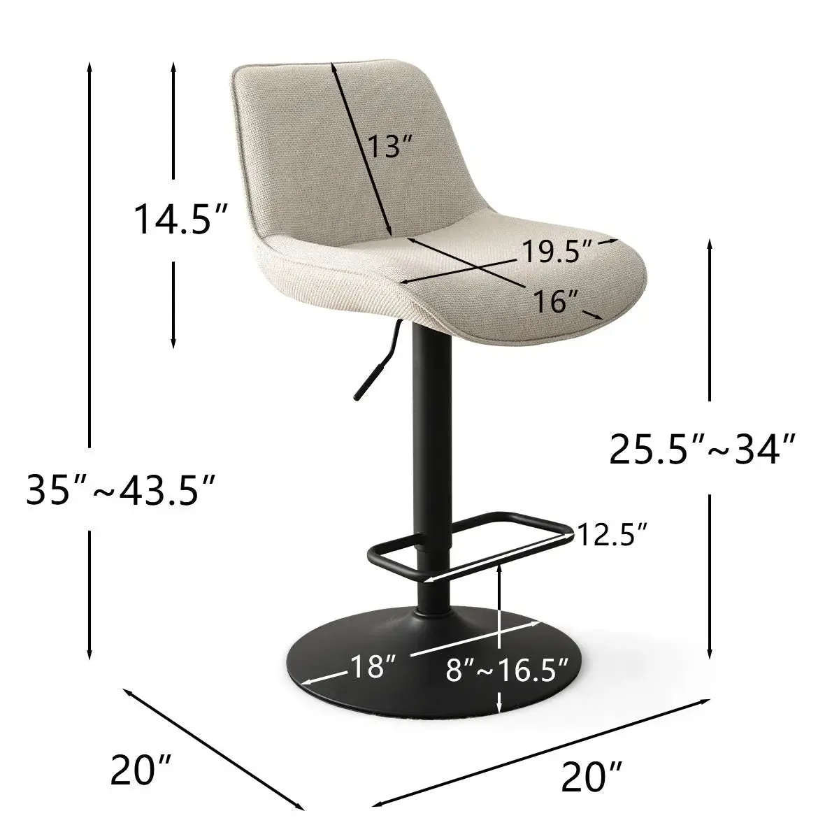 Hunter Upholstered Swivel Adjustable Counter Stool (Set of 2)