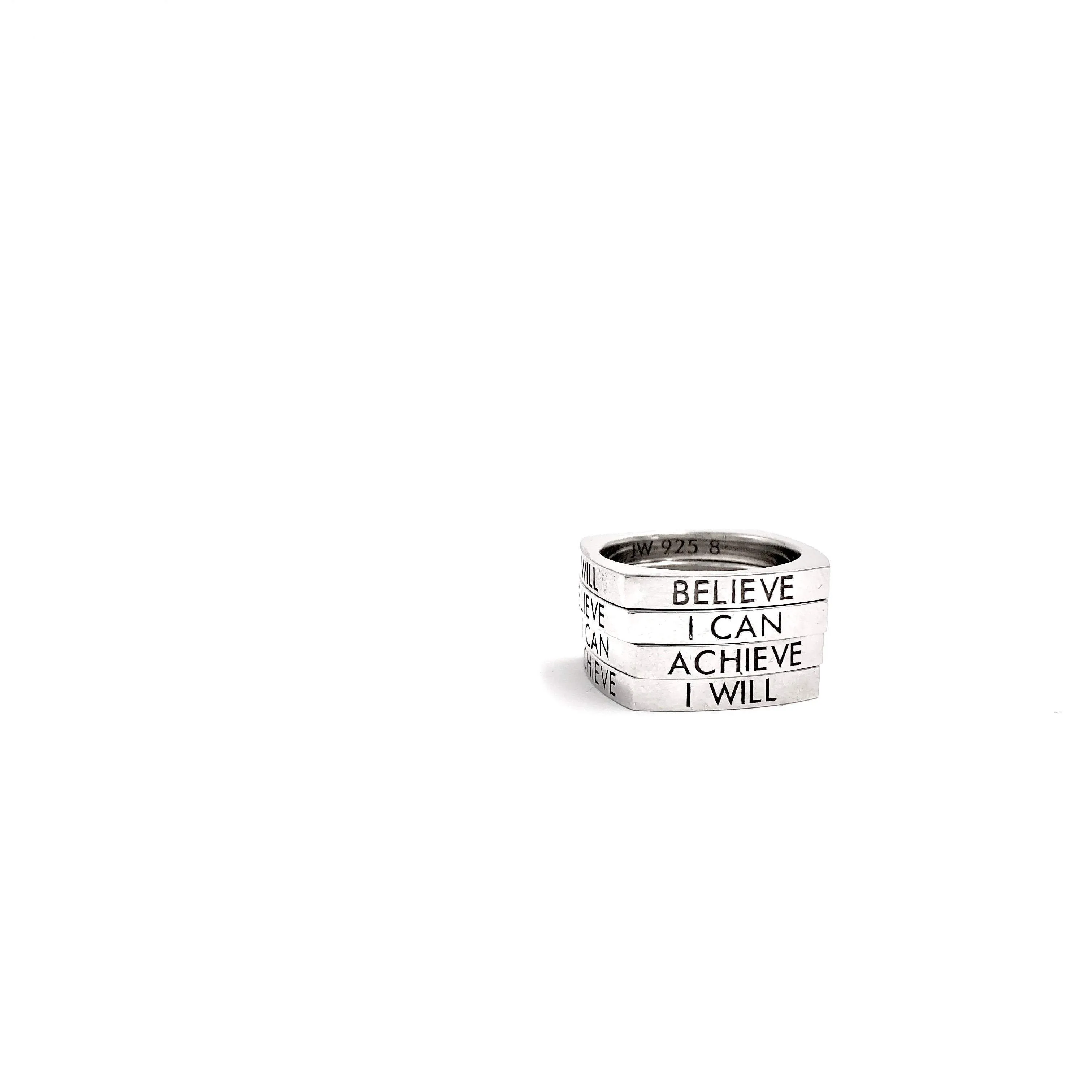 I Will-Believe-I Can-Achieve: Stackable Shooting Mantra Ring