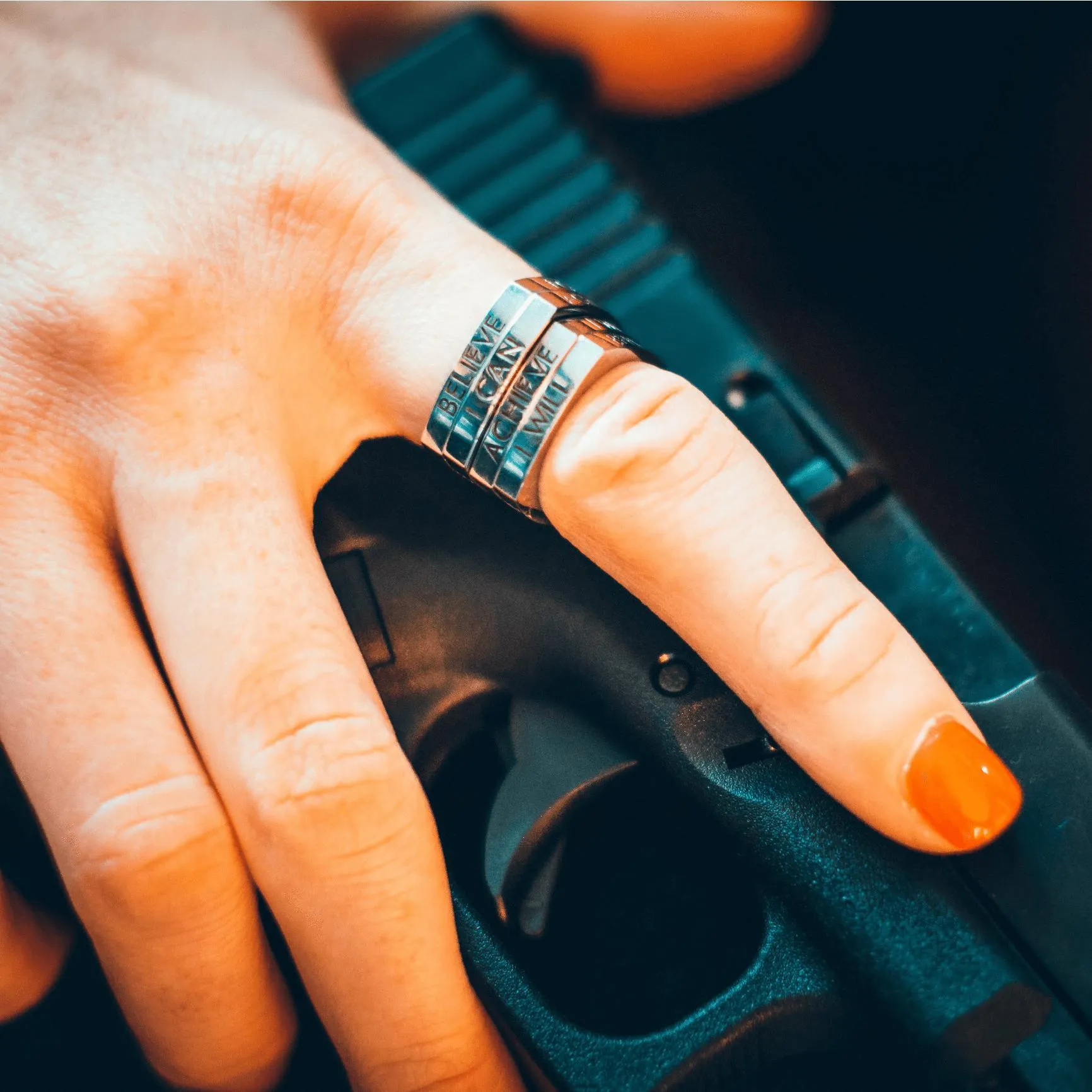 I Will-Believe-I Can-Achieve: Stackable Shooting Mantra Ring