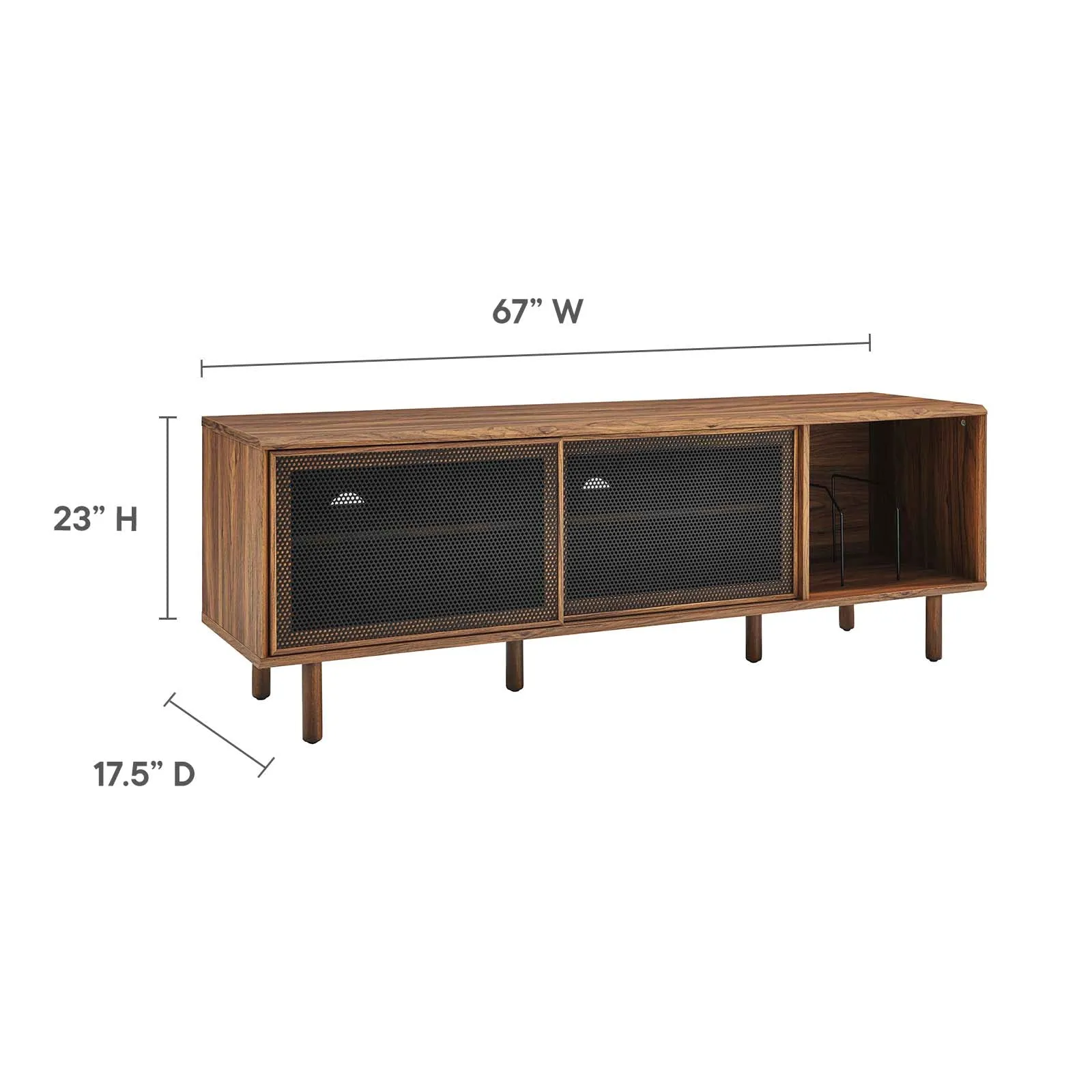 Kurtis 67" TV and Vinyl Record Stand Walnut EEI-6236-WAL