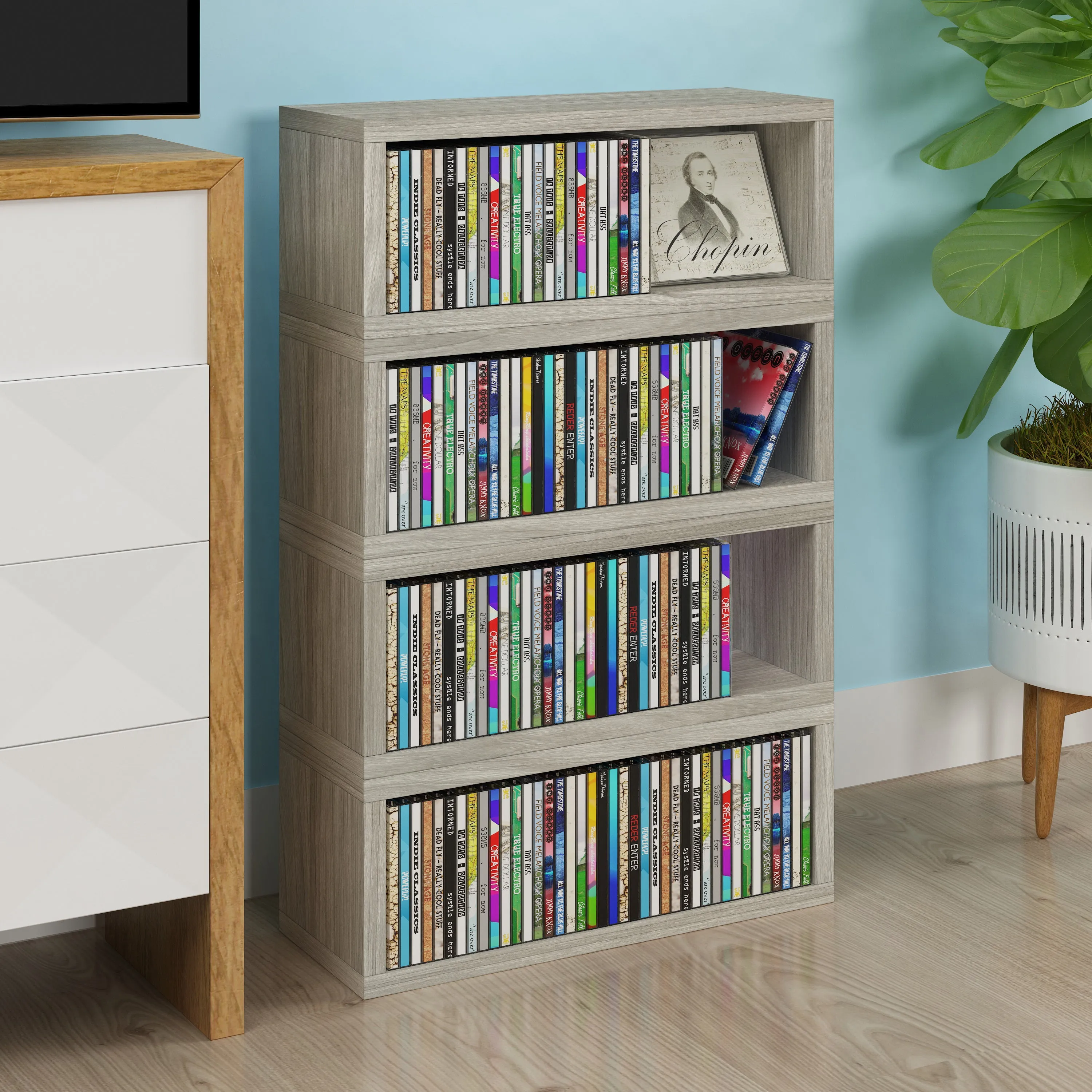 Memphis Stackable CD Rack, Aspen Grey (pre-order ships 6/30/25)
