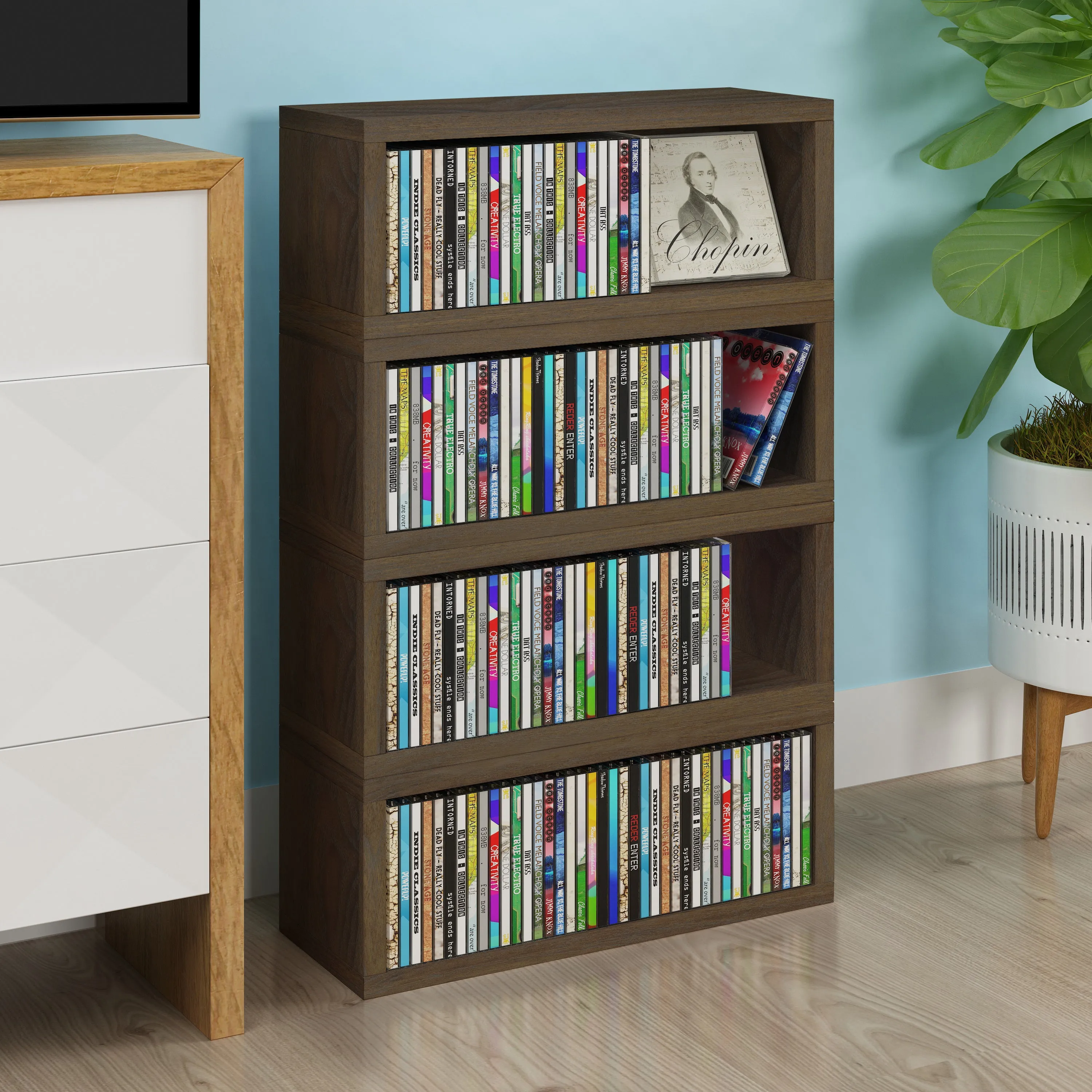 Memphis Stackable CD Rack, Royal Walnut (pre-order ships 6/30/25)