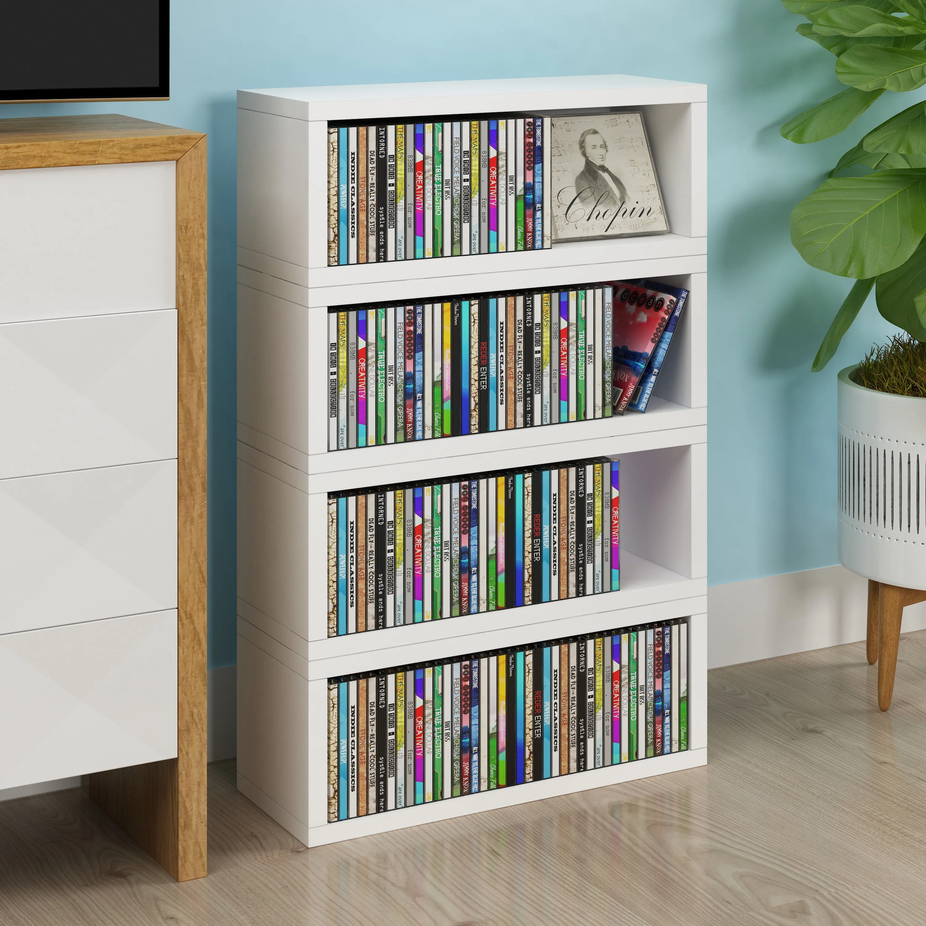 Memphis Stackable CD Rack, White (pre-order ships 6/30/25)