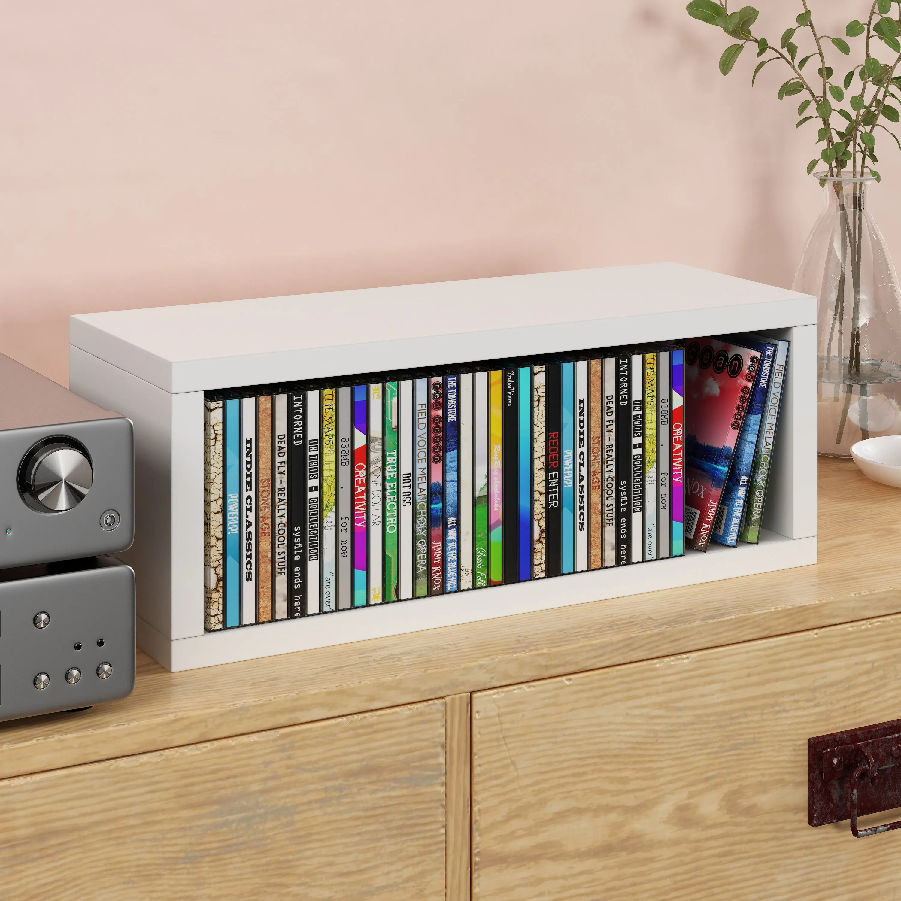 Memphis Stackable CD Rack, White (pre-order ships 6/30/25)