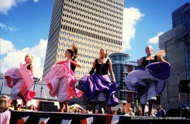 Purple Pink can can dress for hire | Zoe London Dance Costumes for Hire