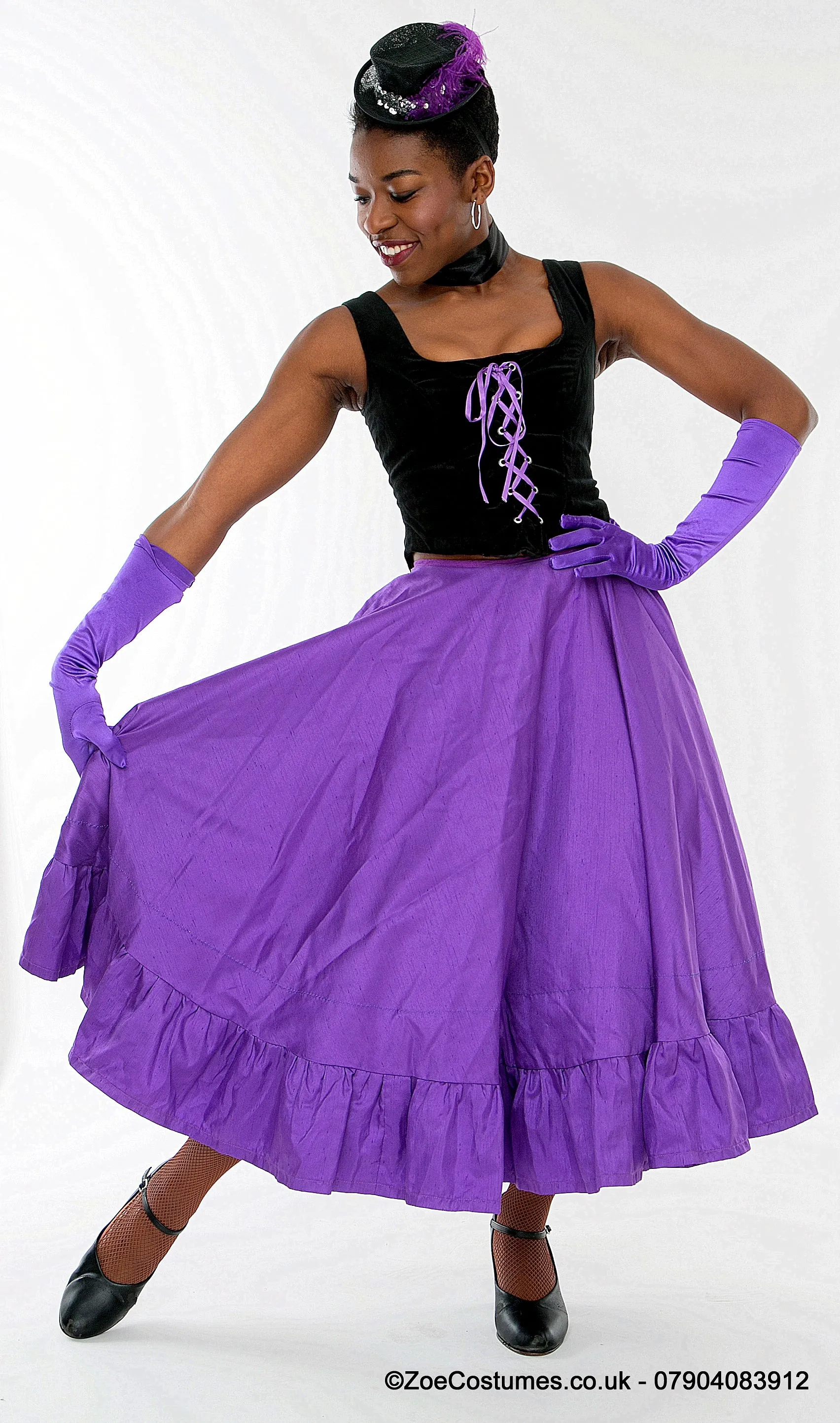 Purple Pink can can dress for hire | Zoe London Dance Costumes for Hire
