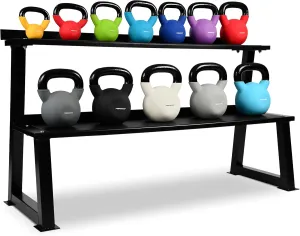 Rack 2 Niveaux pour 14 Kettlebell Noir Acier