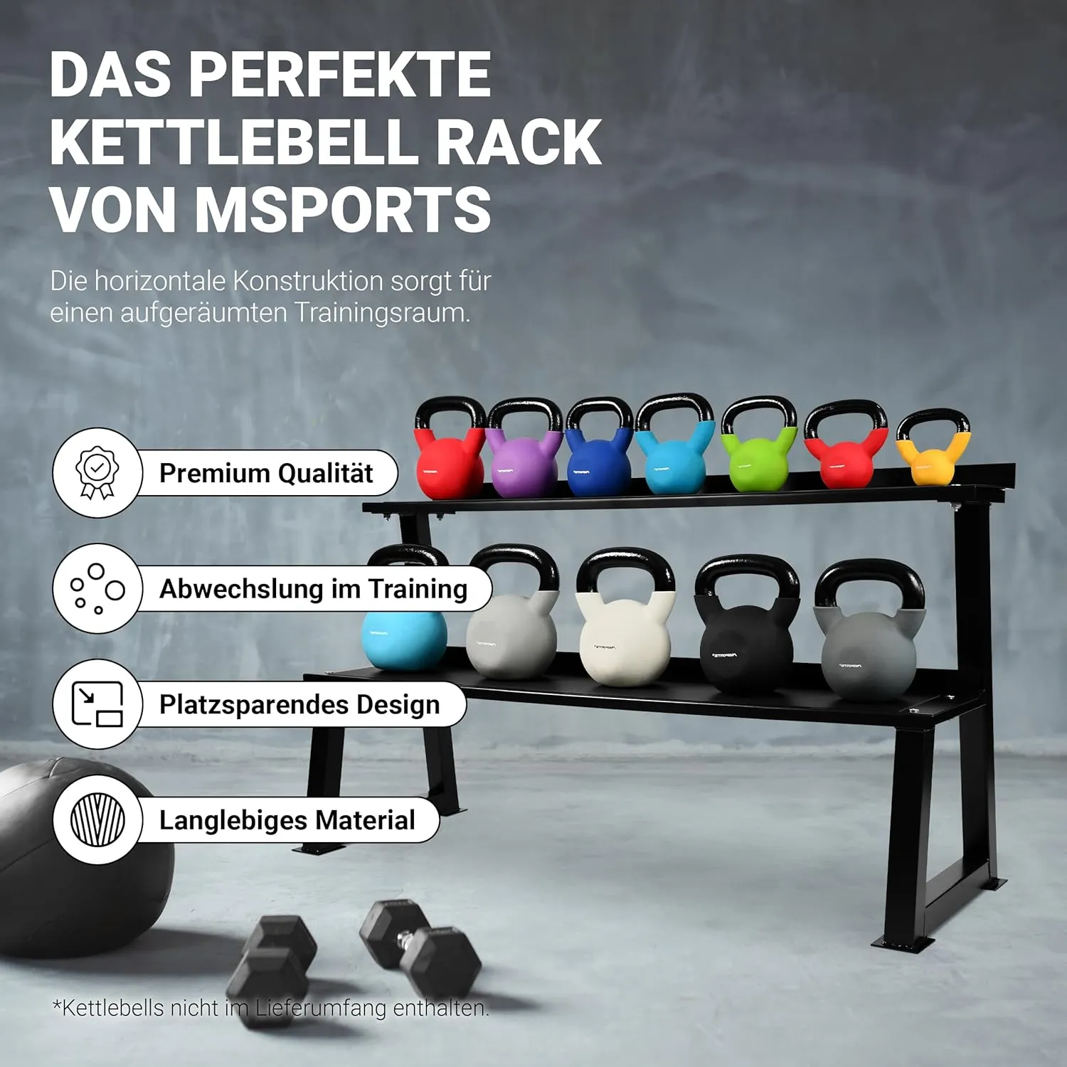 Rack 2 Niveaux pour 14 Kettlebell Noir Acier