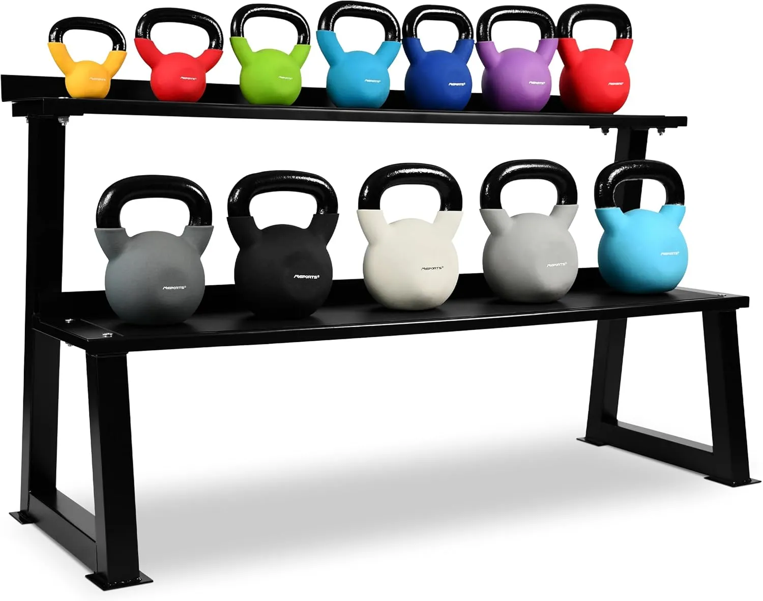 Rack 2 Niveaux pour 14 Kettlebell Noir Acier