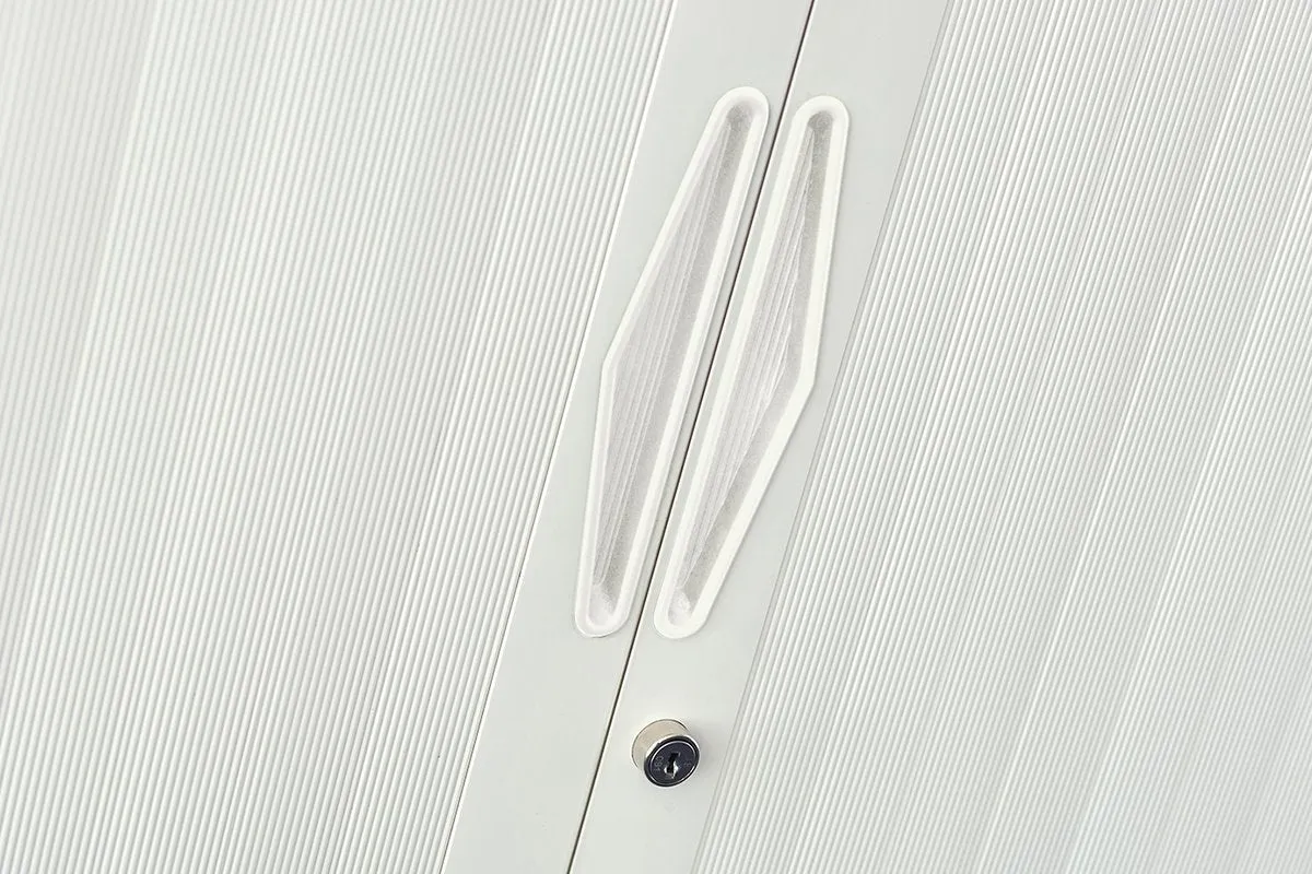 Sonic Tambour Sliding Door Storage Cabinet Metal White - 1981H x 900W