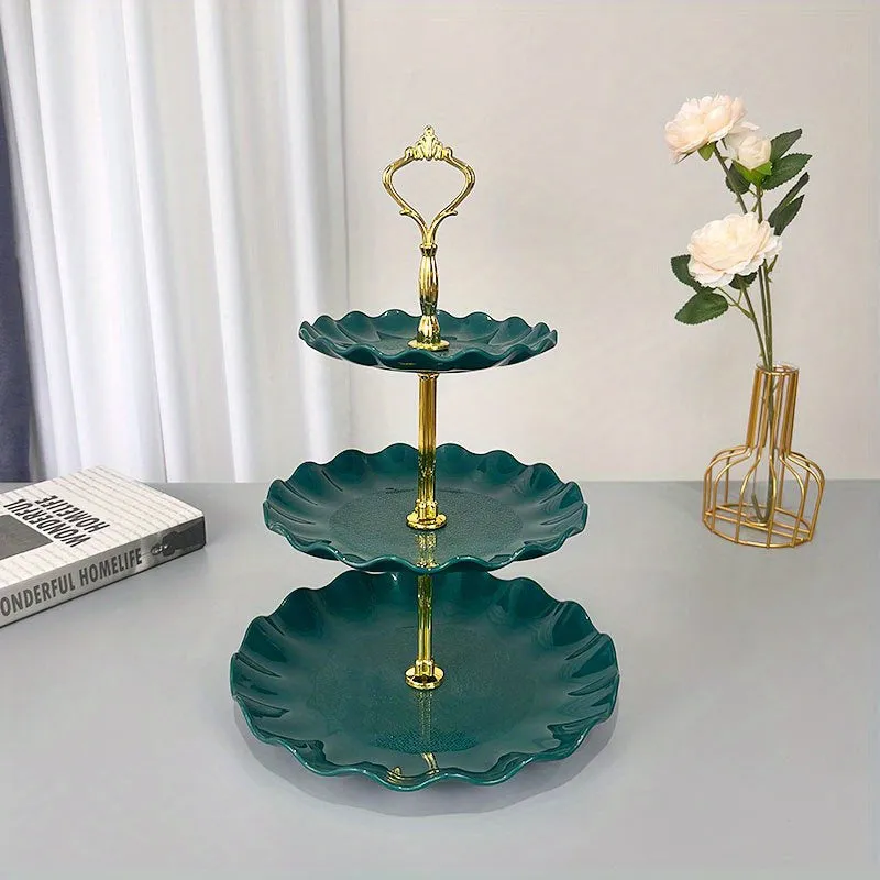 Stylish Plastic MultiLayer Wave Edge Display Tray For Desserts