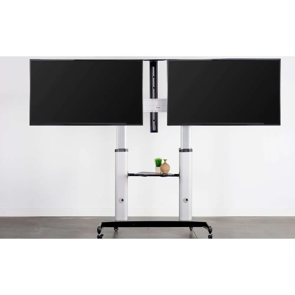 VIVO STAND-TV12H Aluminum Mobile AV Cart for Dual 37”-60” TVs
