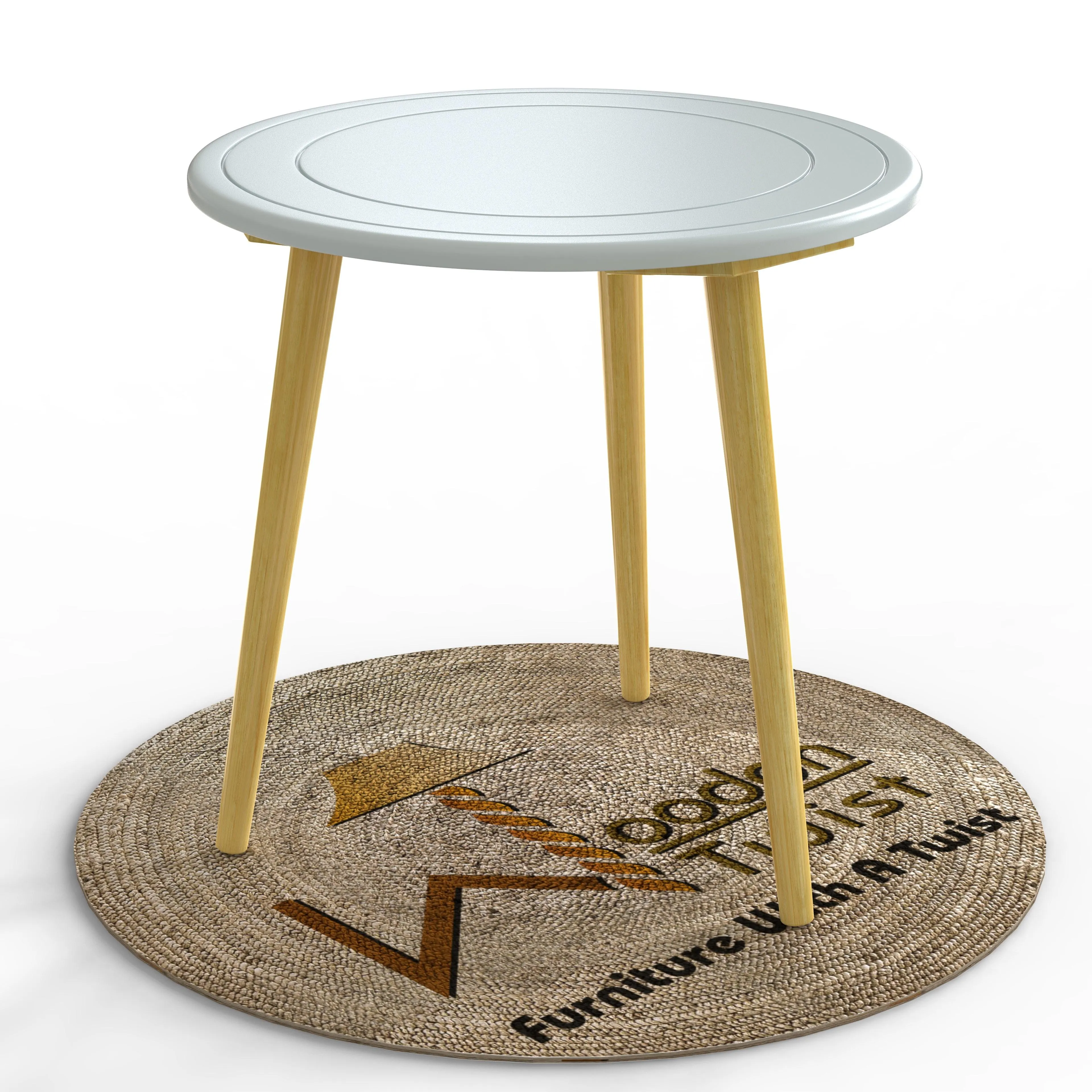 Wooden Twist Malin Solid Wood Round End Table with Natural Legs