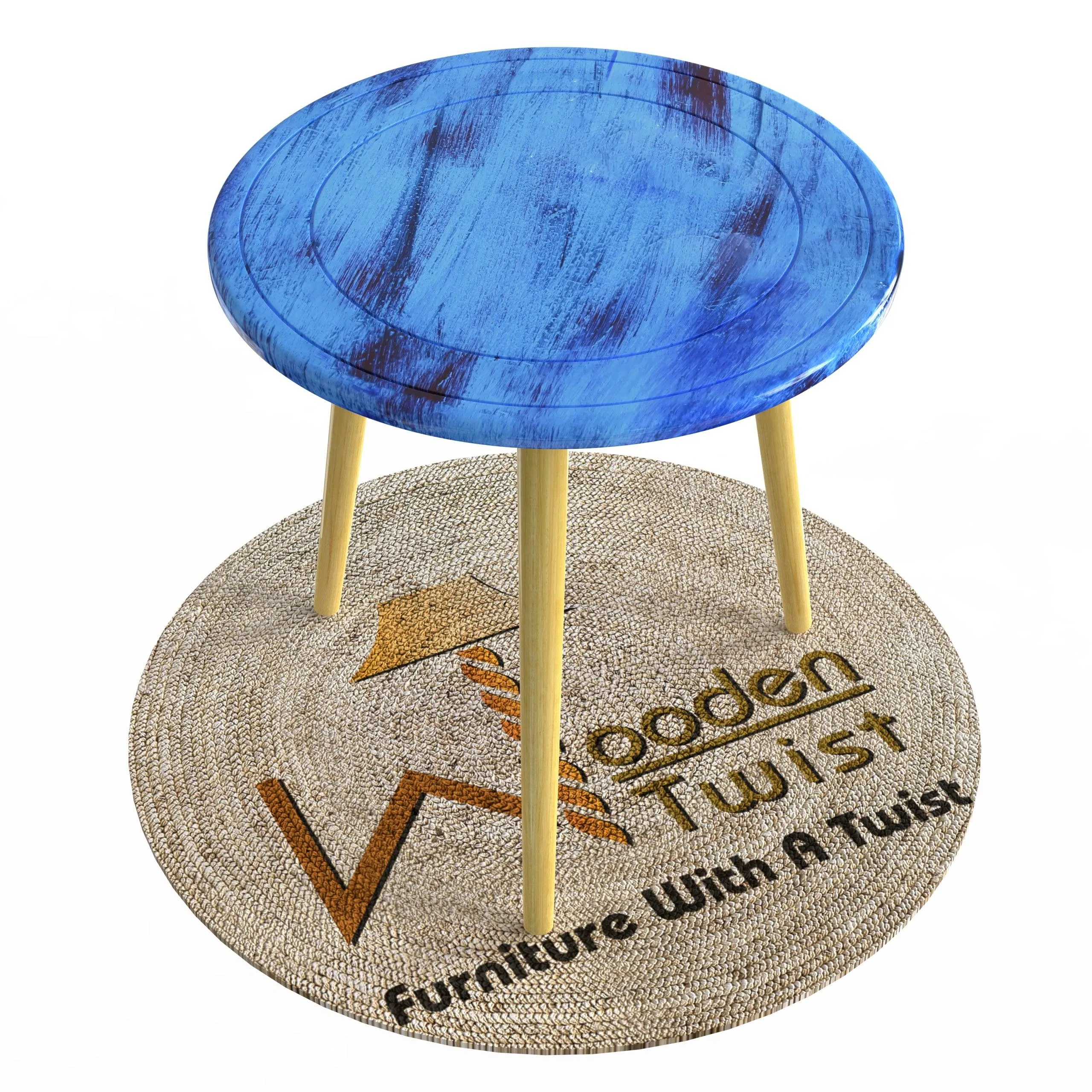 Wooden Twist Malin Solid Wood Round End Table with Natural Legs