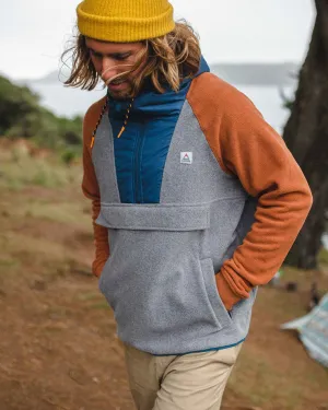 Woodland Hooded 1/2 Zip Recycled Polar Fleece - Grey Marl