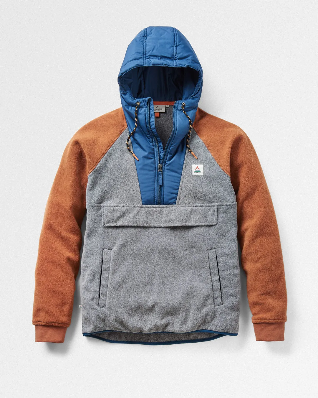 Woodland Hooded 1/2 Zip Recycled Polar Fleece - Grey Marl
