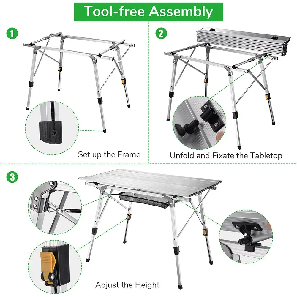 Yescom Picnic Folding Table Roll Up Camping Table 35"x20"